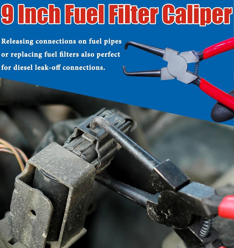 AutoWanderer Tool 6 PCS Fuel Line Disconnect Pliers Set Hose Remover Tool With 80 Degree Disconnect Pliers Hose Remover Pliers Hose Pipe Clamp Clip 7 Inch Fuel Filter Caliper Flat Hose Clamp Plier Set - Image 3